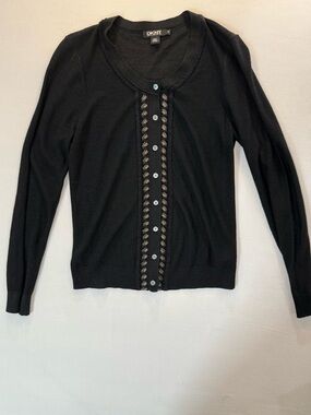 DKNY Black Knit Crewneck Sweater